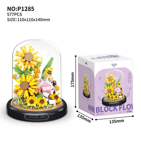 Neues Montage-Baustein-Blumenstrauß-Mikrokorn-Rosen-Sonnenblumen-Ornament M3330979 