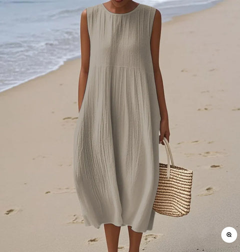 New sleeveless casual printing temperament long dress dress slim fit small fresh m302083