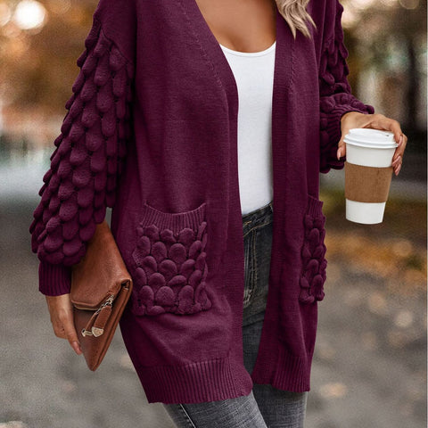 Herbst und Winter Federnetz Farbe V-Ausschnitt Strickjacke Langarm Stricktasche Pullover m300604 