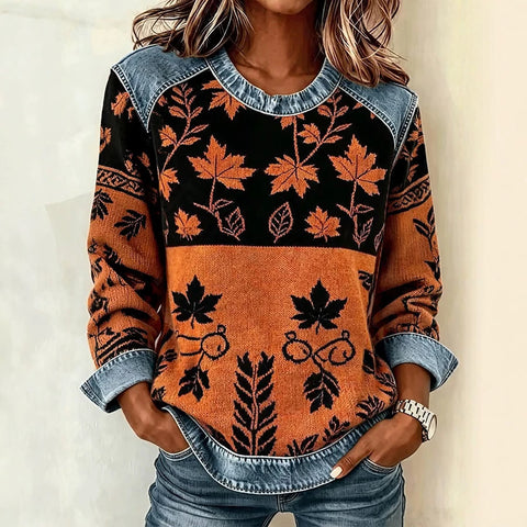 Casual Crew Neck Duck Pattern Sweater FF303438 03