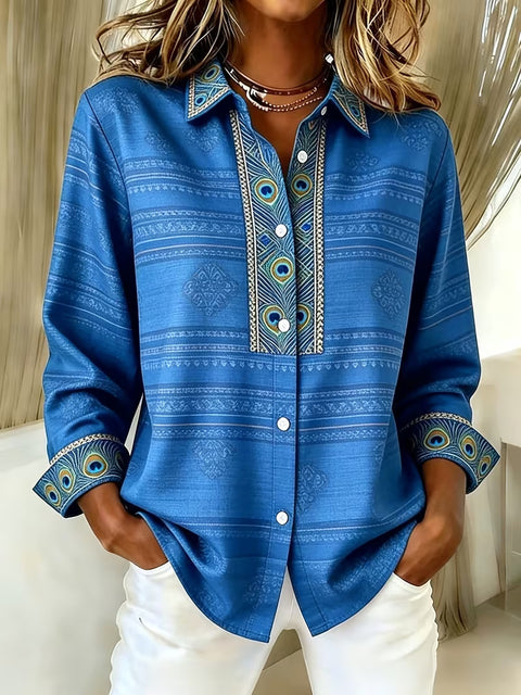 Women's unique ethnic style printed long-sleeved shirt m303211