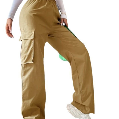 Gürtellose Hose mit hoher Taille, weite Beinhose, gerade, lockeres Temperament, Pendlerhose, Freizeithose, m301371 