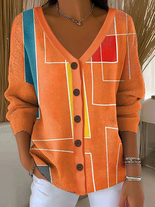 3D Digital Printed Women's Shoulder Cardigan Sweater FF303400