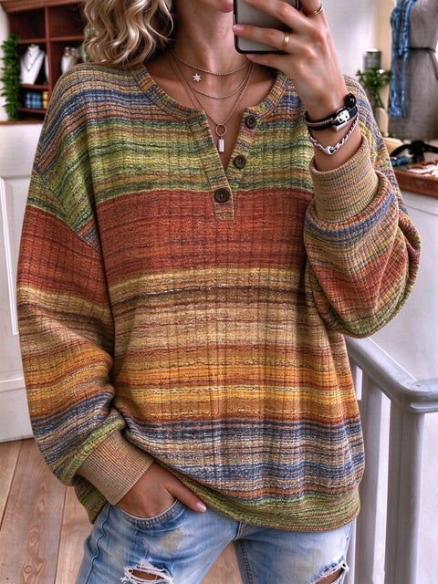 Autumn and winter women's new multi-color 3D printed women's button fashion sweater FF303493