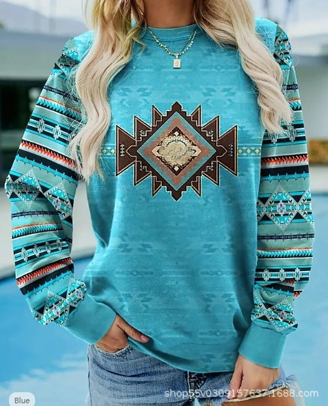 Autumn and winter crew neck 3D printed long-sleeved comfortable casual sweater FF303398