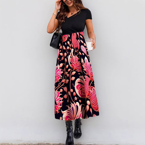Elegantes Modekleid mit Spleißdruck m301209 