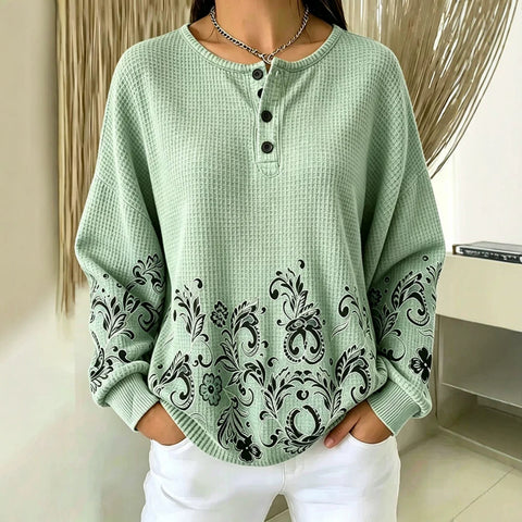 Women's new retro delicate flower print sweater FF303313