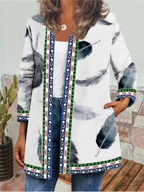 Autumn and winter retro ethnic style print jacket cardigan m303251 02