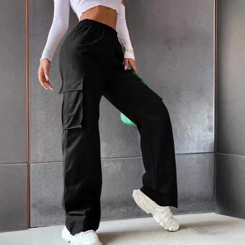 Gürtellose Hose mit hoher Taille, weite Beinhose, gerade, lockeres Temperament, Pendlerhose, Freizeithose, m301371 