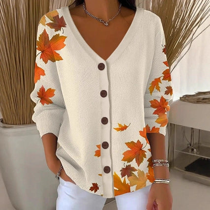 3D Digital Printed Women's Shoulder Cardigan Sweater FF303400