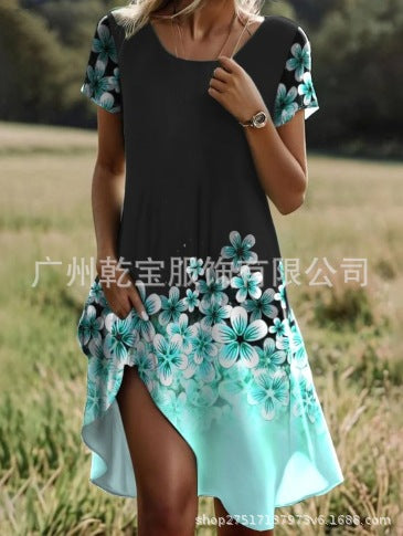 Floral print crew neck casual dress FF303190