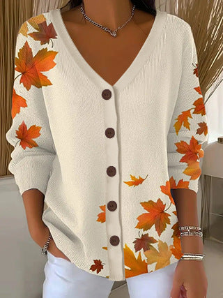 3D Digital Printed Women's Shoulder Cardigan Sweater FF303400