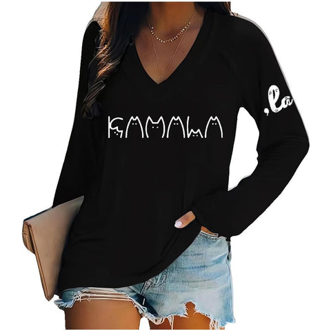 Women's V-neck long sleeve horror red graffiti 3D digital printing m301556