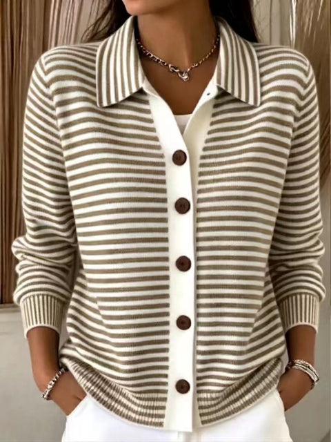 Knitted striped sweater cardigan jacket m303216