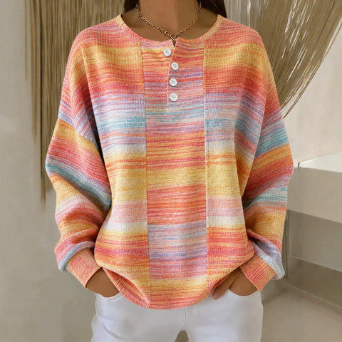 Delicate plaid fashion print women's button sweater FF303387