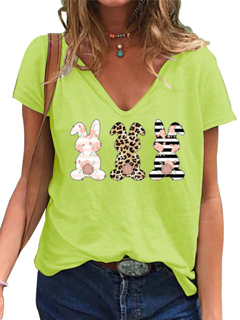 Spring new rabbit pattern printed short-sleeved crew neck T-shirt m302418