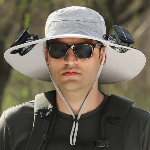 Chapeau de ventilateur solaire d'été pour la maison avec pare-soleil de ventilateur casquette de protection solaire m3331324