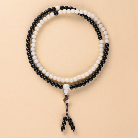 Weiße Bodhi-Buddha-Perlen aus Ebenholz, 108 Hunyuan-Perlen, taoistisches Rosenkranz-Armband, m3331295