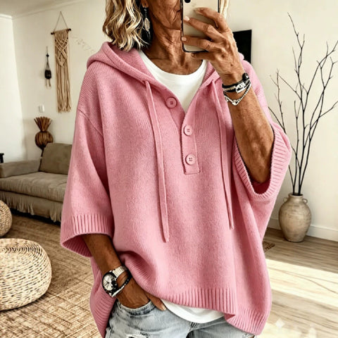 Half-open button lazy wind sweater autumn and winter solid color versatile m303201