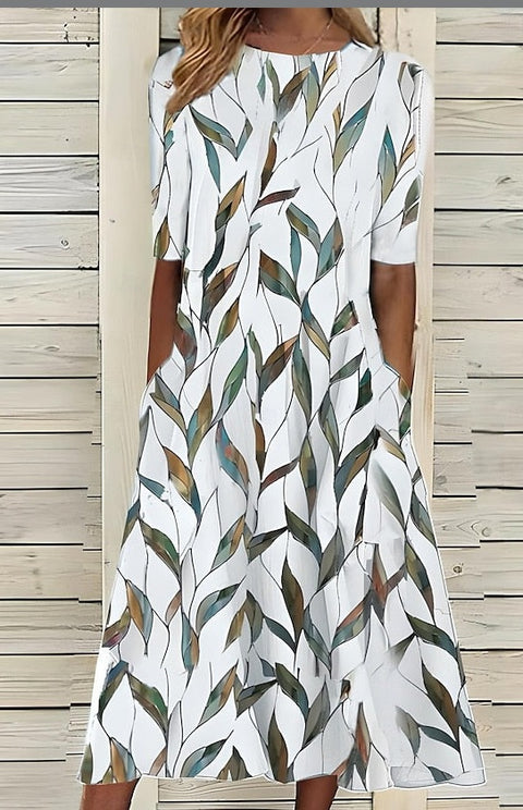 Up and down splicing pocket size printing large wide dress m302623-3