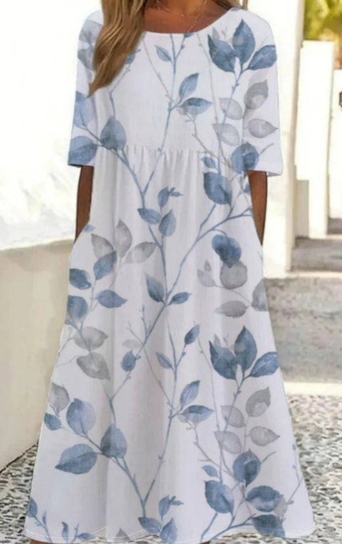Up and down splicing pocket size printing large wide dress m302623-3