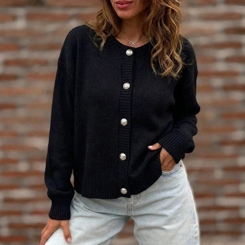 Autumn and winter new solid color button sweater cardigan long-sleeved top m303231