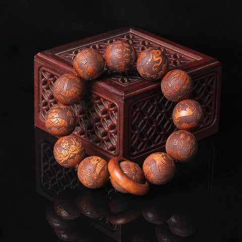 Natürliches vietnamesisches Huanghuali-Armband mit 108 Buddha-Perlen, Lotusarmband aus Palisander, duftendes Wenwan-Holzarmband m3331302