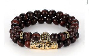 Elastisches Armband aus Tigerauge-Kupfer mit Mikroeinlage, schwarzer, matter Zirkonia, m3331288