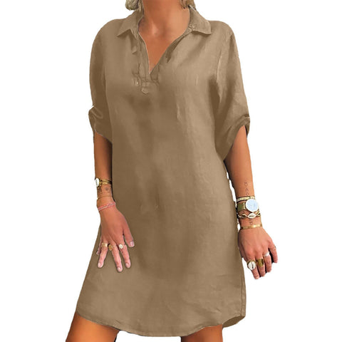 Nordic wind rayon short-sleeved shirt skirt m300062
