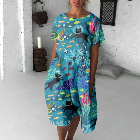 3D digital printing women's casual fashion plus size short-sleeved dress m302781
