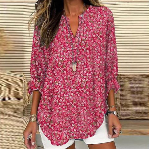 Frauen sommer kleine V-ausschnitt mit langen ärmeln casual temperament T-shirt lange ärmeln m301363 