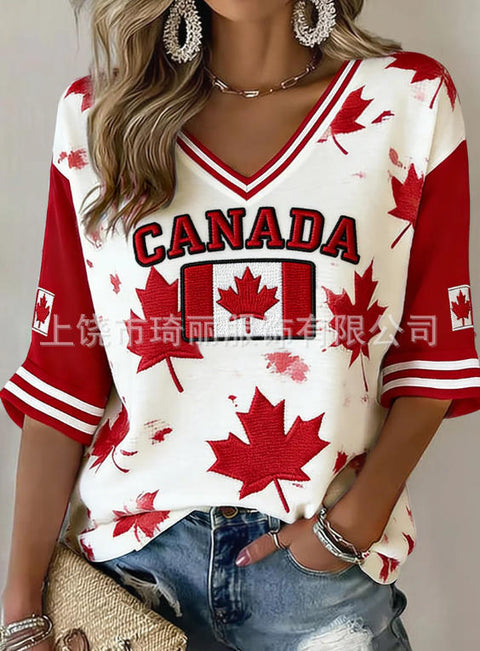 Independence Day V-Neck Casual Short Sleeve T-Shirt FF303375 01