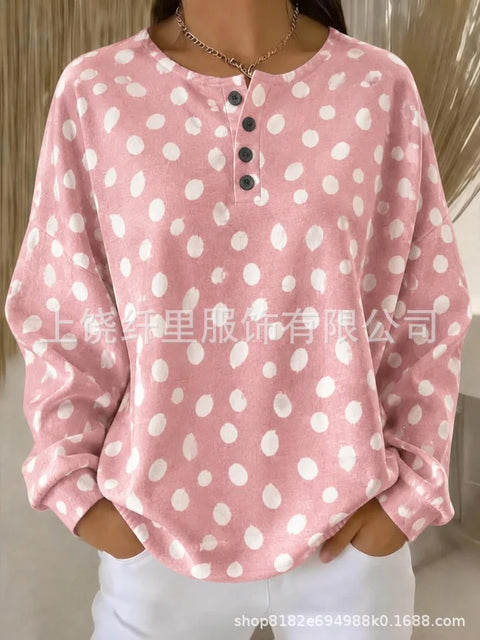 Crew neck 4 buckle spring and autumn fashion pattern 3D printing casual loose women's sweater FF303411 01
