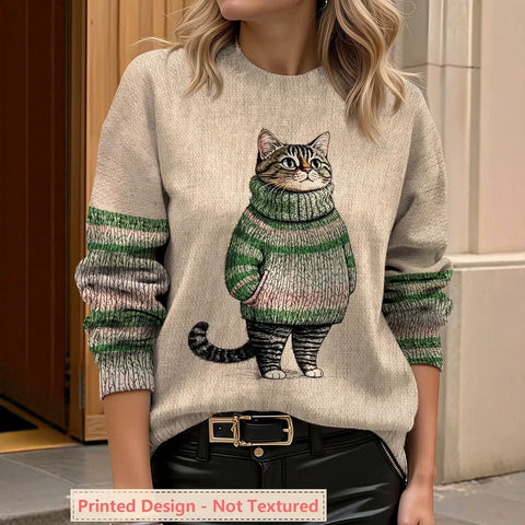 3D digital printing crew neck knitted sweater casual loose pullover FF303424 03
