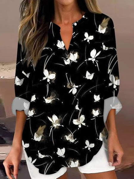 T-shirt ample à col ras du cou pour femme, imprimé floral 3D, mode féminine, m301357 