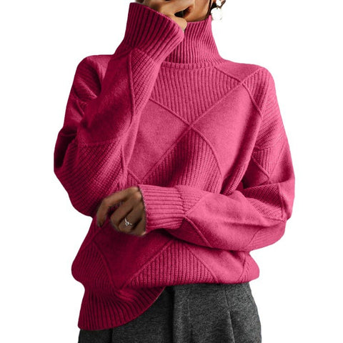 Pullover lose temperament pendler gestrickte pullover einfarbig rollkragen raute mode pullover frauen m300510 