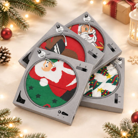 Christmas-themed record-shaped gift box socks, double boxed inside and outside FF3332064