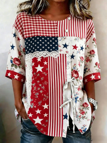 Women's long-sleeved shirt print top m302759