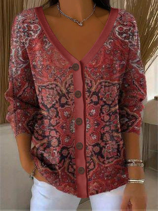 3D Digital Printed Women's Shoulder Cardigan Sweater FF303400