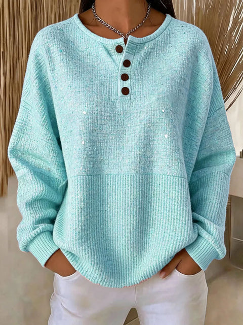 Delicate plaid fashion print women's button sweater FF303387