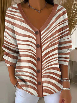 3D Digital Printed Women's Shoulder Cardigan Sweater FF303400