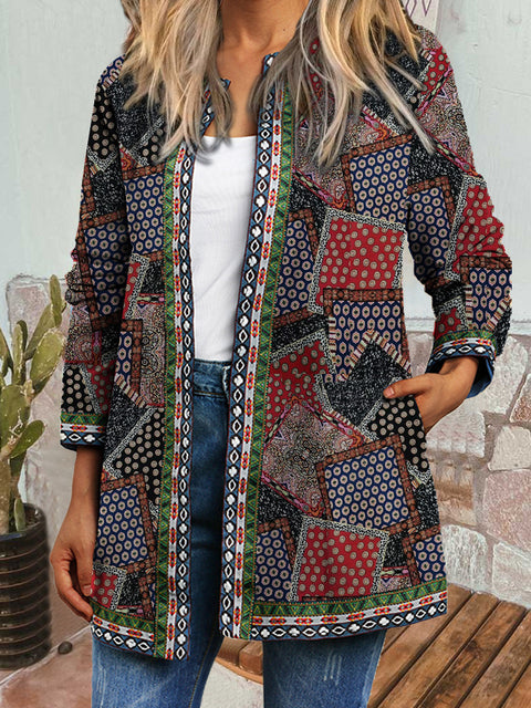 Autumn and winter retro ethnic style print jacket cardigan m303251 02