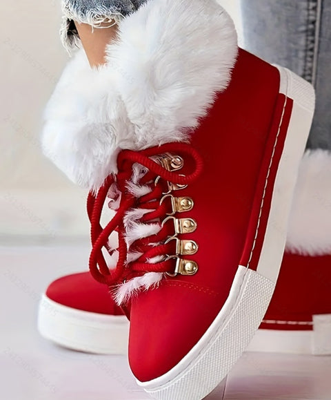 Short long fur leather boots m302293