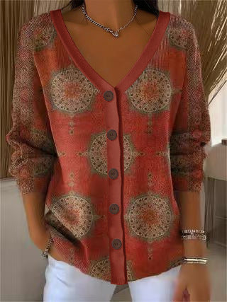 3D Digital Printed Women's Shoulder Cardigan Sweater FF303400