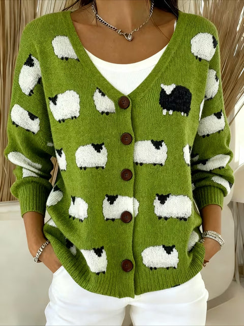 Autumn and winter European size 3D digital printing women's shoulder cardigan sweater FF303406 01