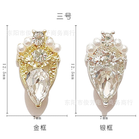 Nail Art Alliage Bijoux Étoile Lune Diamant Perle Luxe Cour Diablo Baroque Ongles Autocollant Décoratif