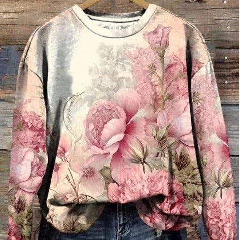 Autumn and winter crew neck 3D printed long-sleeved comfortable casual sweater FF303398