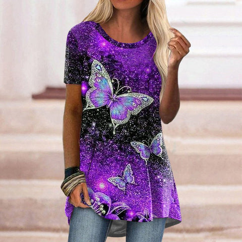 Casual ethnic style retro printed short-sleeved T-shirt m302728