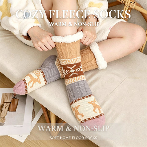 Winter Christmas Lamb Fleece Floor Socks Children's Indoor Adult Snow Socks Carpet Home Slippers Socks FF3332048
