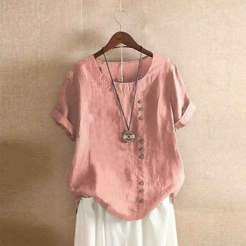 T-shirt ample en coton et lin pour femme, vêtement en coton et lin m300111 